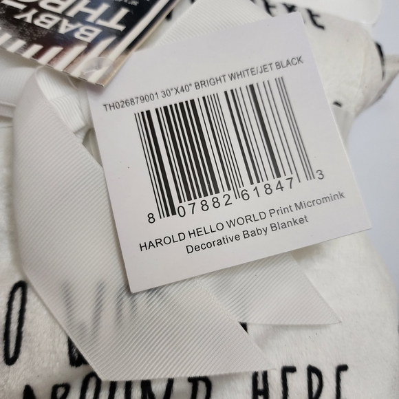 Baby THRO Blanket Hello World Black White - Picture 3 of 3